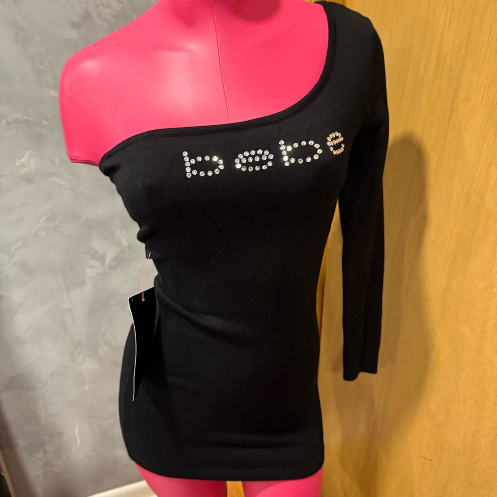 Bebe Black Top with Rhinestone Detail